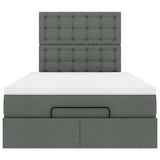 Ottoman Bed with Mattress & LEDs Dark Grey King Single Fabric - Low Angle