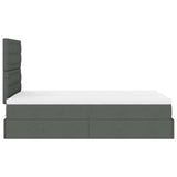 Ottoman Bed with Mattress & LEDs Dark Grey King Single Fabric