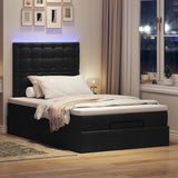 Ottoman Bed with Mattress & LEDs Black King Single Fabric - Side View