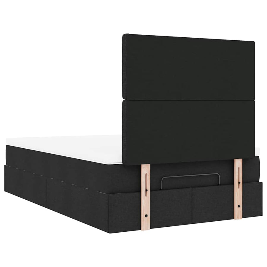 Ottoman Bed with Mattress & LEDs Black King Single Fabric