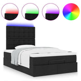 Ottoman Bed with Mattress & LEDs Black King Single Fabric - 45-Degree Angle