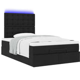 Ottoman Bed with Mattress & LEDs Black King Single Fabric - Rear View