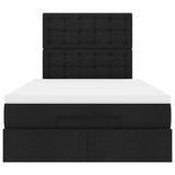 Ottoman Bed with Mattress & LEDs Black King Single Fabric