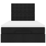 Ottoman Bed with Mattress & LEDs Black King Single Fabric