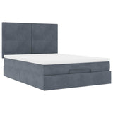 Ottoman Bed with Mattresses & LEDs Dark Grey Double Velvet - Close-Up Angle
