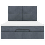 Ottoman Bed with Mattresses & LEDs Dark Grey Double Velvet