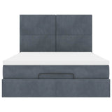 Ottoman Bed with Mattresses & LEDs Dark Grey Double Velvet - Low Angle