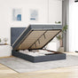 Ottoman Bed with Mattresses & LEDs Dark Grey Double Velvet