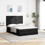 Ottoman Bed with Mattresses & LEDs Black Double Velvet