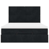 Ottoman Bed with Mattresses & LEDs Black Double Velvet