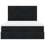 Ottoman Bed with Mattresses & LEDs Black Double Velvet