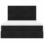 Ottoman Bed with Mattresses & LEDs Black Queen Velvet
