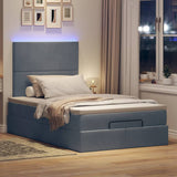 Ottoman Bed with Mattresses & LEDs Dark Grey King Single Velvet - Side View