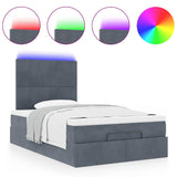 Ottoman Bed with Mattresses & LEDs Dark Grey King Single Velvet - 45-Degree Angle