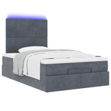 Ottoman Bed with Mattresses & LEDs Dark Grey King Single Velvet - Rear View