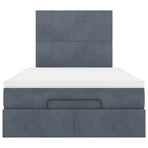 Ottoman Bed with Mattresses & LEDs Dark Grey King Single Velvet