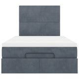Ottoman Bed with Mattresses & LEDs Dark Grey King Single Velvet - Low Angle