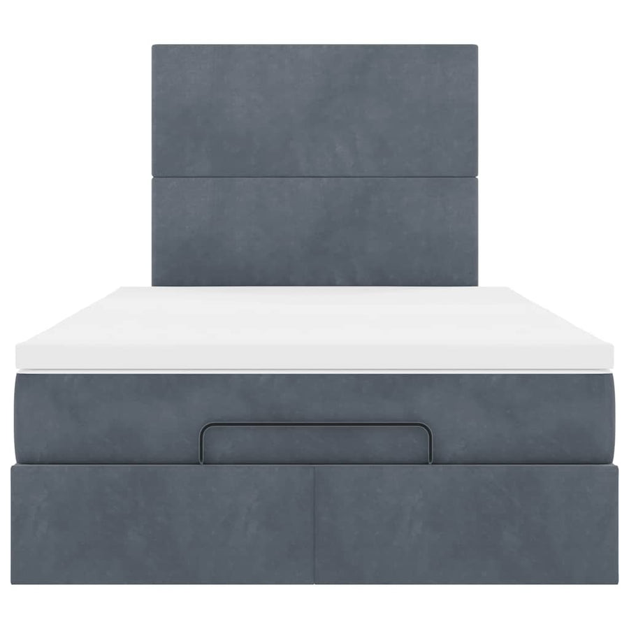 Ottoman Bed with Mattresses & LEDs Dark Grey King Single Velvet