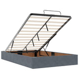 Ottoman Bed with Mattresses & LEDs Dark Grey King Single Velvet - Extra Image