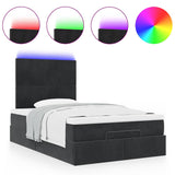 Ottoman Bed with Mattresses & LEDs Black King Single Velvet - 45-Degree Angle