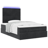Ottoman Bed with Mattresses & LEDs Black King Single Velvet - Rear View