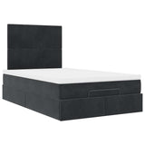 Ottoman Bed with Mattresses & LEDs Black King Single Velvet - Close-Up Angle