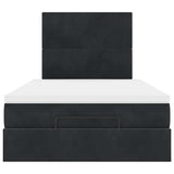 Ottoman Bed with Mattresses & LEDs Black King Single Velvet