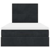 Ottoman Bed with Mattresses & LEDs Black King Single Velvet - Low Angle