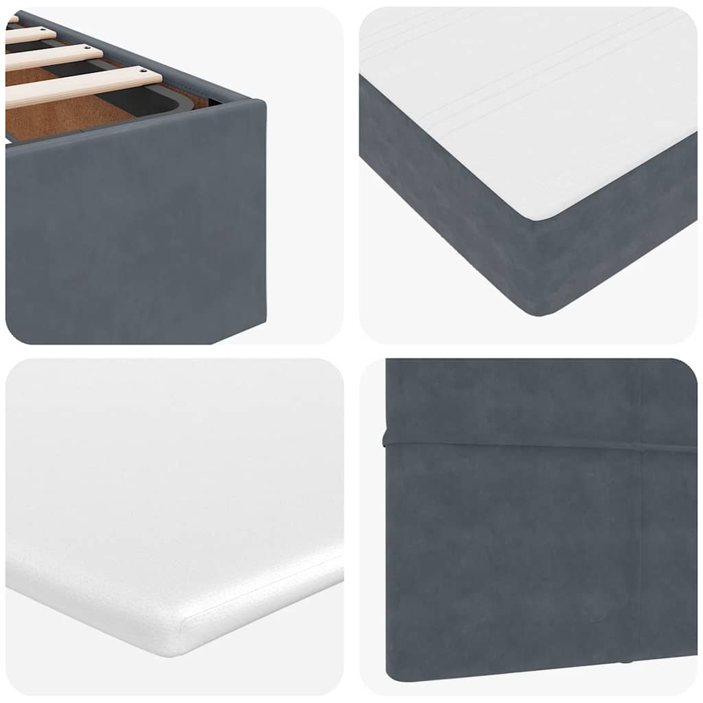 Ottoman Bed with Mattresses & LEDs Dark Grey Double Velvet
