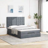 Ottoman Bed with Mattresses & LEDs Dark Grey Double Velvet - Top-Down View
