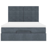 Ottoman Bed with Mattresses & LEDs Dark Grey Double Velvet