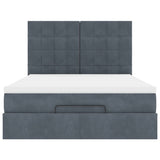 Ottoman Bed with Mattresses & LEDs Dark Grey Double Velvet - Low Angle