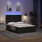 Ottoman Bed with Mattresses & LEDs Black Double Velvet - Side View