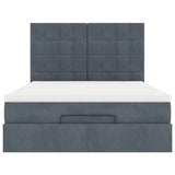 Ottoman Bed with Mattresses & LEDs Dark Grey Queen Velvet - Low Angle