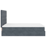 Ottoman Bed with Mattresses & LEDs Dark Grey Queen Velvet - Extra Image