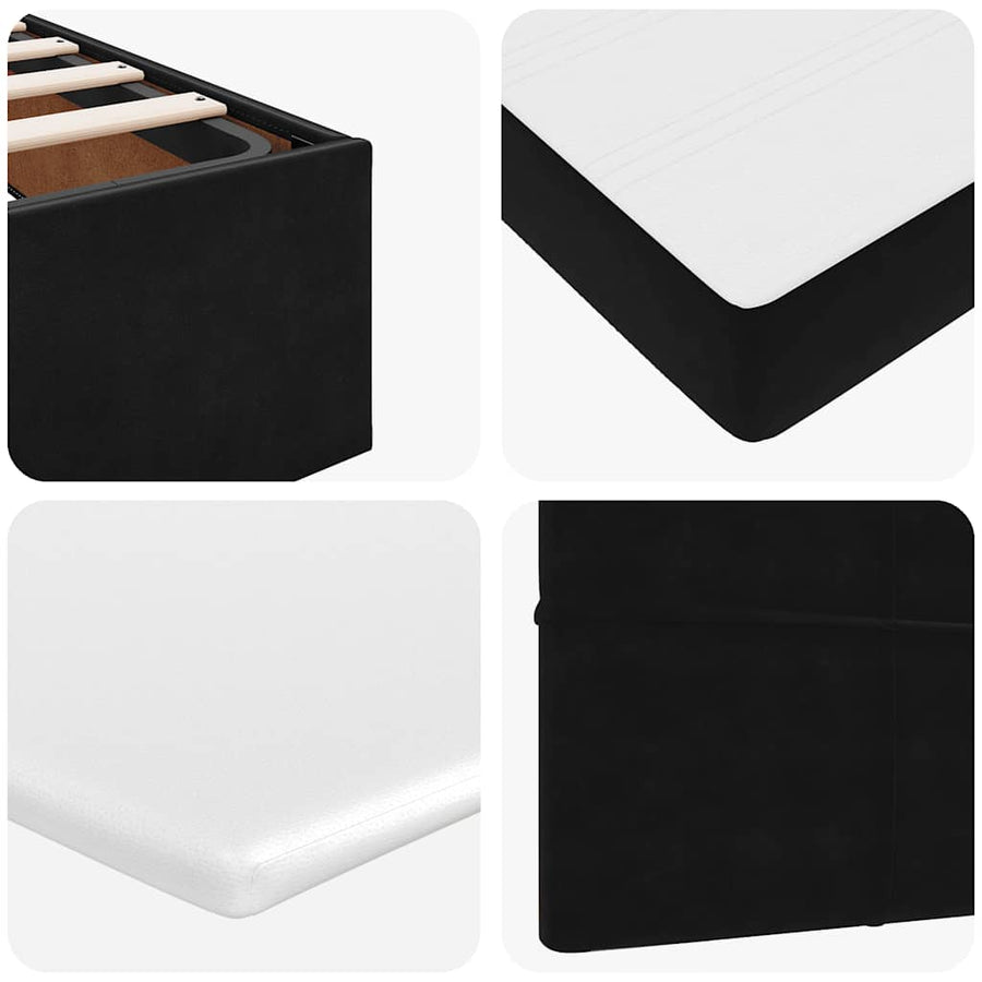 Ottoman Bed with Mattresses & LEDs Black Queen Velvet