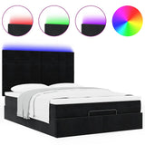 Ottoman Bed with Mattresses & LEDs Black Queen Velvet - 45-Degree Angle