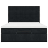 Ottoman Bed with Mattresses & LEDs Black Queen Velvet
