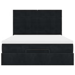 Ottoman Bed with Mattresses & LEDs Black Queen Velvet
