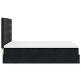 Ottoman Bed with Mattresses & LEDs Black Queen Velvet - Extra Image
