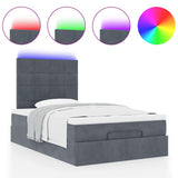 Ottoman Bed with Mattresses & LEDs Dark Grey King Single Velvet - 45-Degree Angle