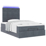 Ottoman Bed with Mattresses & LEDs Dark Grey King Single Velvet - Rear View