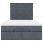 Ottoman Bed with Mattresses & LEDs Dark Grey King Single Velvet