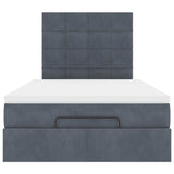 Ottoman Bed with Mattresses & LEDs Dark Grey King Single Velvet - Low Angle