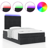 Ottoman Bed with Mattresses & LEDs Black King Single Velvet - 45-Degree Angle