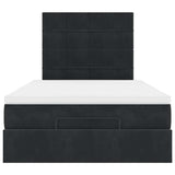 Ottoman Bed with Mattresses & LEDs Black King Single Velvet