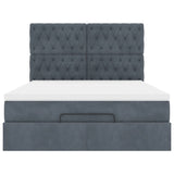 Ottoman Bed with Mattresses & LEDs Dark Grey Double Velvet - Low Angle