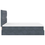 Ottoman Bed with Mattresses & LEDs Dark Grey Double Velvet - Extra Image