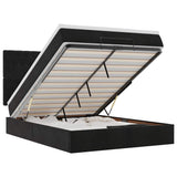 Ottoman Bed with Mattresses & LEDs Black Double Velvet - Front View