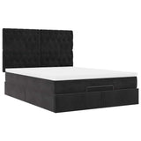 Ottoman Bed with Mattresses & LEDs Black Double Velvet - Close-Up Angle